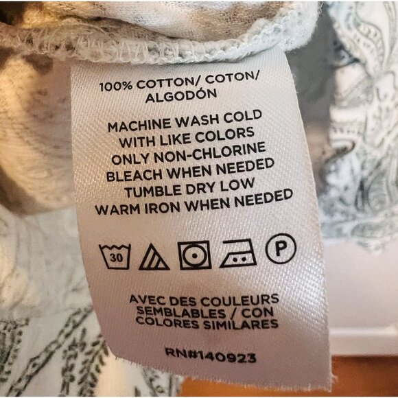 Loft Paisley Corduroy Blouse Top Size XL Boho Peasant Western Cottage Green - Picture 8 of 8